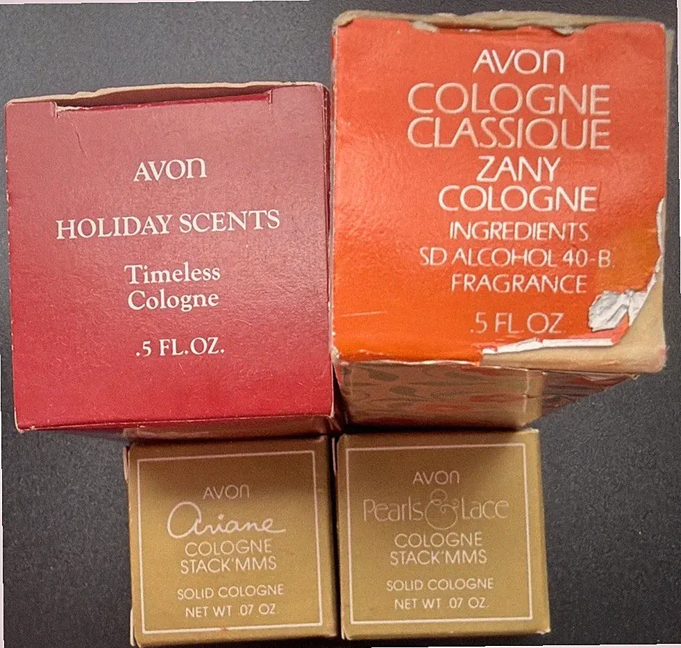 Avon Perfume Cologne Liquid And Solid. Timeless, Zany, Ariane & Pearls&Lace NIB