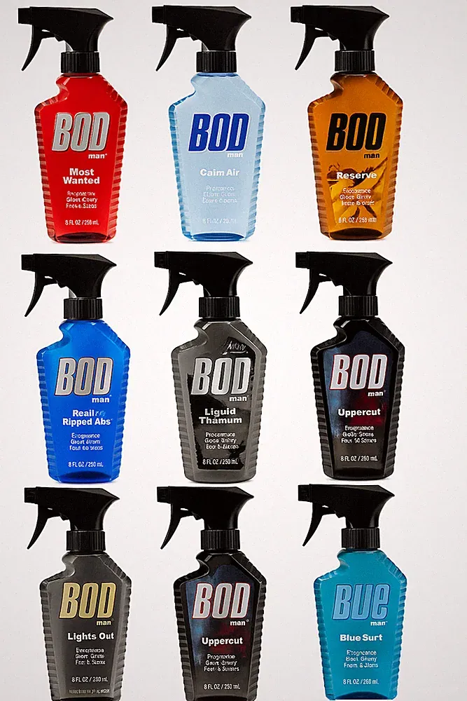 BOD Man Fragrance Body Spray, Black, 8 fl oz. Select Your Color
